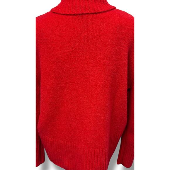 Rachel Zoe Women’s Merino Wool Blend Oversized Turtleneck Pullover Sweater Red M - Picture 8 of 12